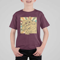 Funny Cat Bite Horror Anime Crazy Kitten Japanese T Shirt For Kid - Wonder Print Shop