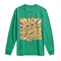 Funny Cat Bite Horror Anime Crazy Kitten Japanese Long Sleeve Shirt - Wonder Print Shop