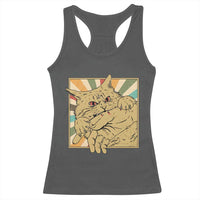 Funny Cat Bite Horror Anime Crazy Kitten Japanese Racerback Tank Top - Wonder Print Shop