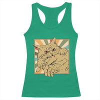 Funny Cat Bite Horror Anime Crazy Kitten Japanese Racerback Tank Top - Wonder Print Shop