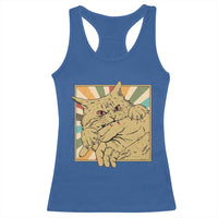 Funny Cat Bite Horror Anime Crazy Kitten Japanese Racerback Tank Top - Wonder Print Shop