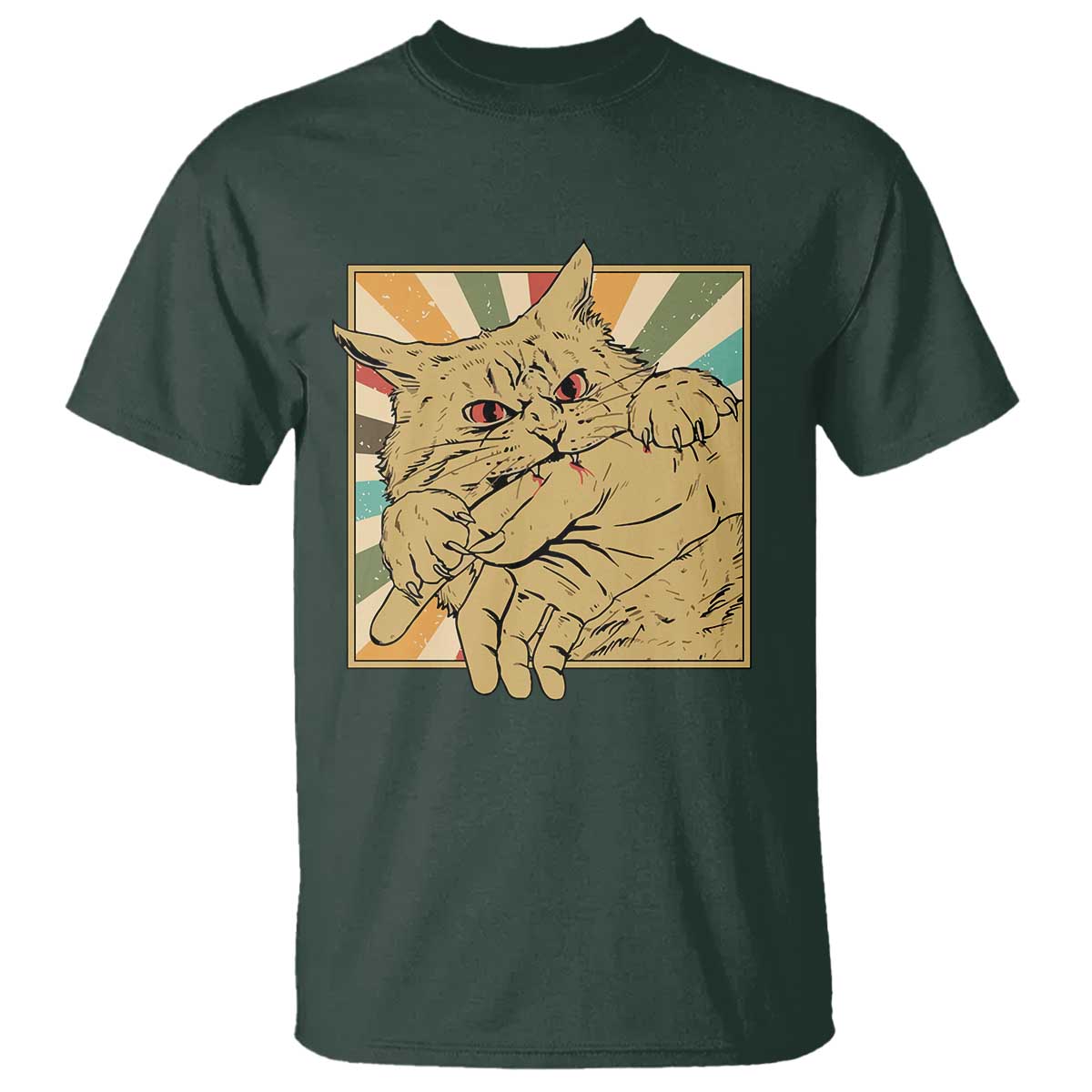 Funny Cat Bite Horror Anime Crazy Kitten Japanese T Shirt - Wonder Print Shop