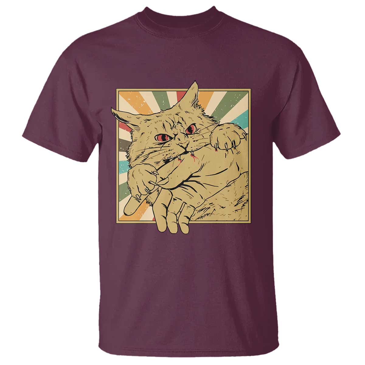 Funny Cat Bite Horror Anime Crazy Kitten Japanese T Shirt - Wonder Print Shop
