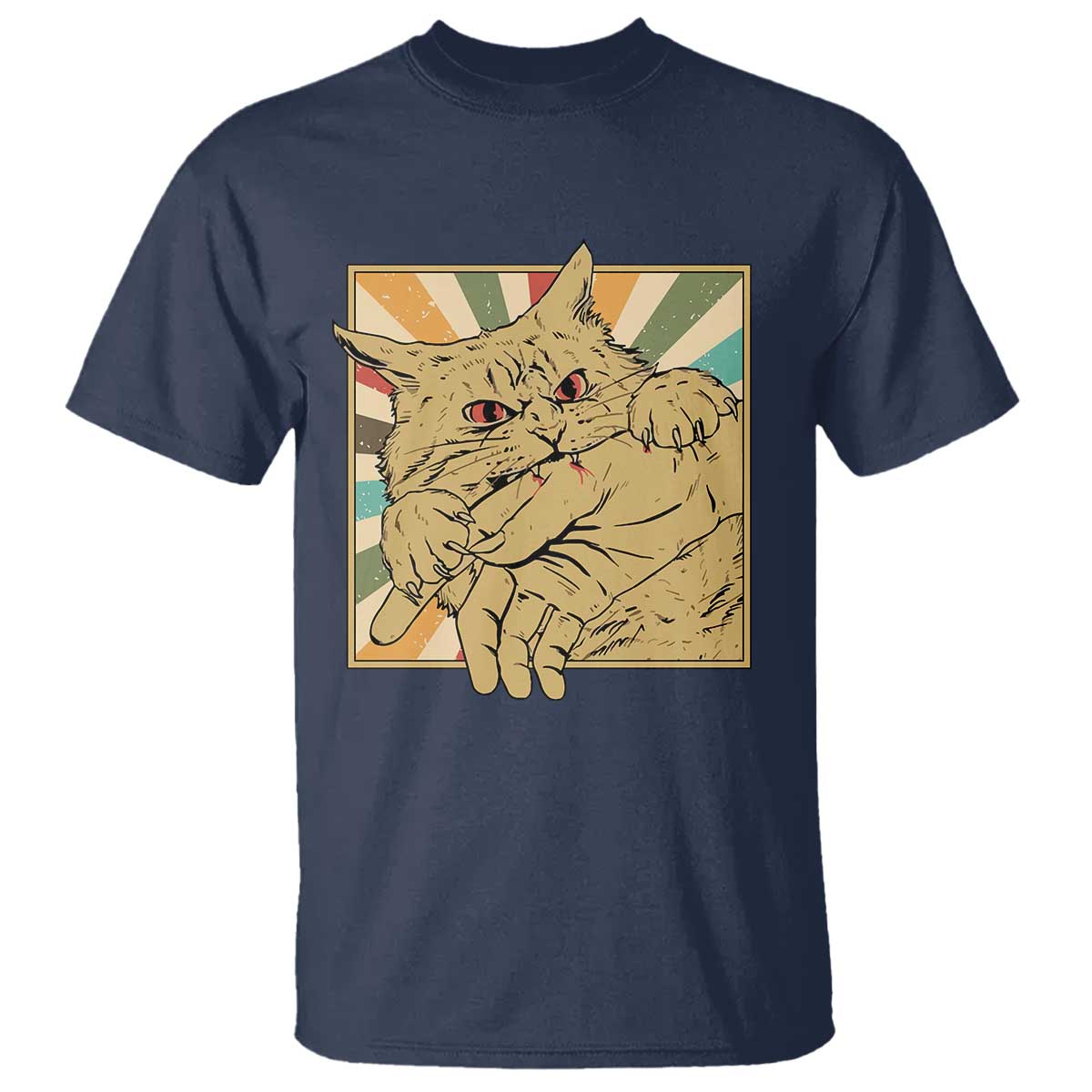 Funny Cat Bite Horror Anime Crazy Kitten Japanese T Shirt - Wonder Print Shop