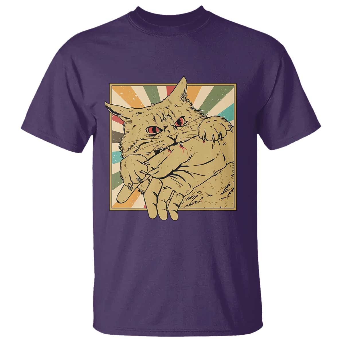 Funny Cat Bite Horror Anime Crazy Kitten Japanese T Shirt - Wonder Print Shop