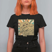 Funny Cat Bite Horror Anime Crazy Kitten Japanese T Shirt For Women - Wonder Print Shop