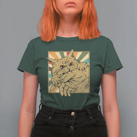 Funny Cat Bite Horror Anime Crazy Kitten Japanese T Shirt For Women - Wonder Print Shop