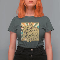 Funny Cat Bite Horror Anime Crazy Kitten Japanese T Shirt For Women - Wonder Print Shop