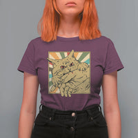 Funny Cat Bite Horror Anime Crazy Kitten Japanese T Shirt For Women - Wonder Print Shop
