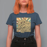 Funny Cat Bite Horror Anime Crazy Kitten Japanese T Shirt For Women - Wonder Print Shop