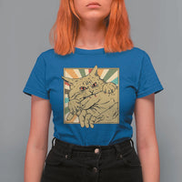 Funny Cat Bite Horror Anime Crazy Kitten Japanese T Shirt For Women - Wonder Print Shop