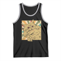 Funny Cat Bite Horror Anime Crazy Kitten Japanese Tank Top - Wonder Print Shop