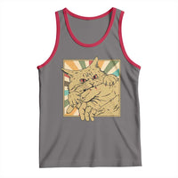 Funny Cat Bite Horror Anime Crazy Kitten Japanese Tank Top - Wonder Print Shop
