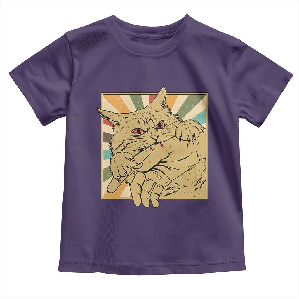 Funny Cat Bite Horror Anime Crazy Kitten Japanese Toddler T Shirt - Wonder Print Shop