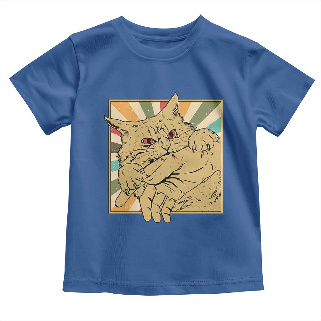 Funny Cat Bite Horror Anime Crazy Kitten Japanese Toddler T Shirt - Wonder Print Shop
