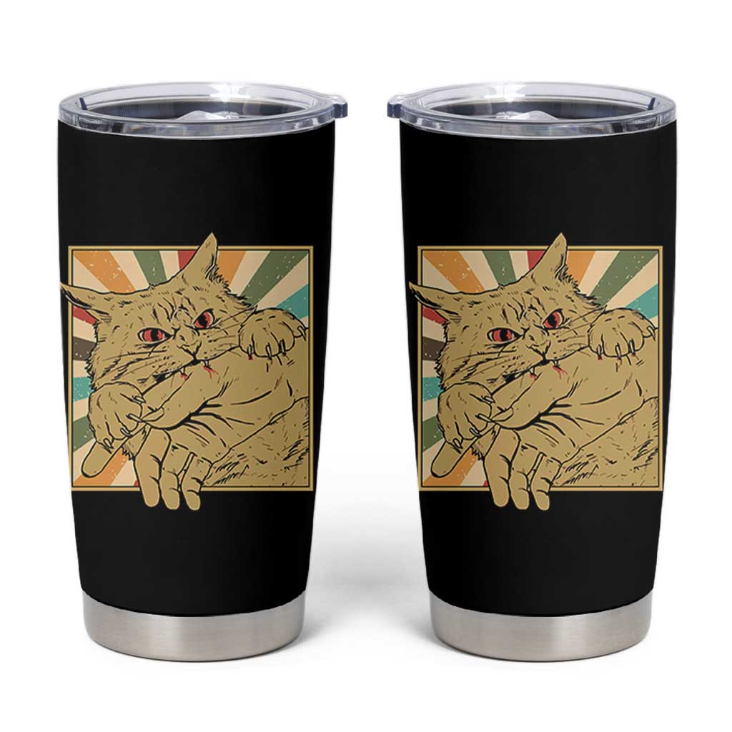 Funny Cat Bite Horror Anime Crazy Kitten Japanese Tumbler Cup - Wonder Print Shop
