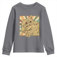 Funny Cat Bite Horror Anime Crazy Kitten Japanese Youth Sweatshirt - Wonder Print Shop