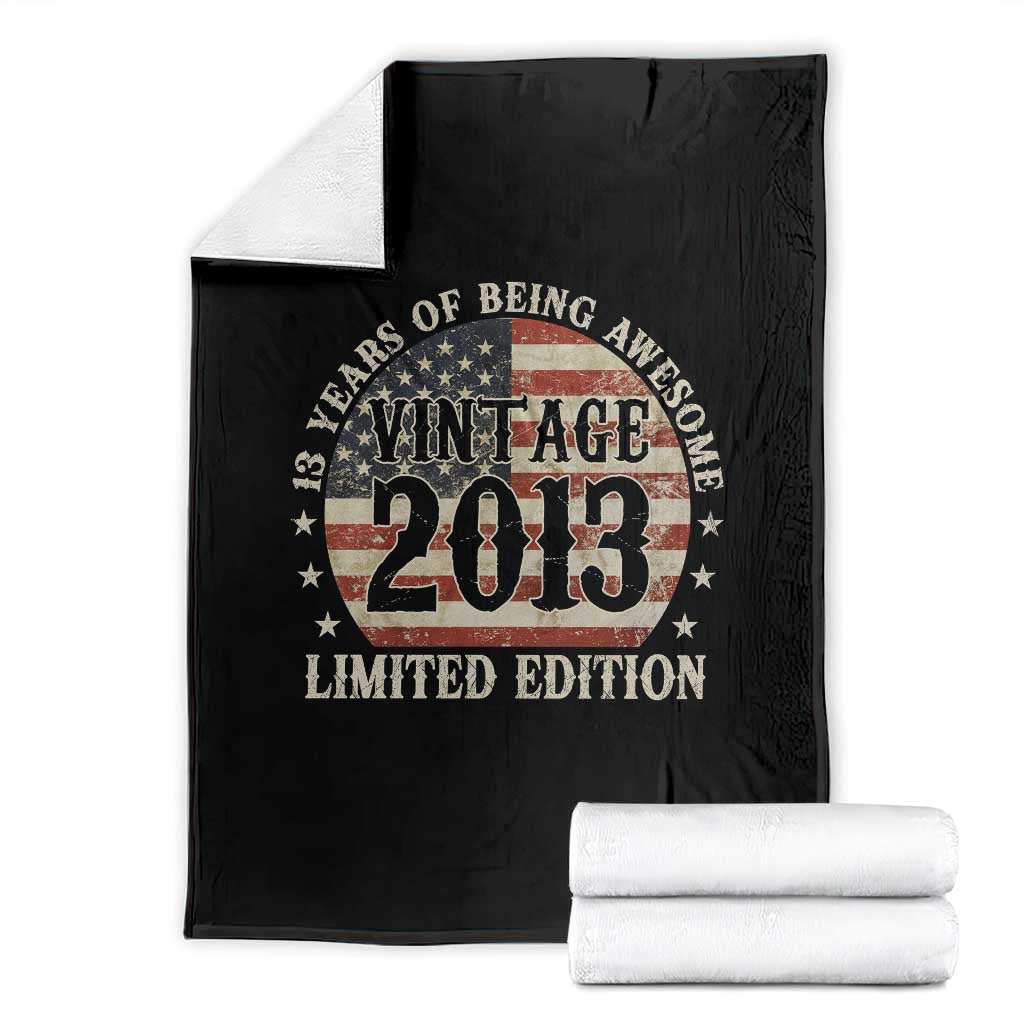13th Birthday 2026 Throw Blanket Vintage 2013 Limited Edition 13 Years Of Being Awesome - Wonder Print Shop