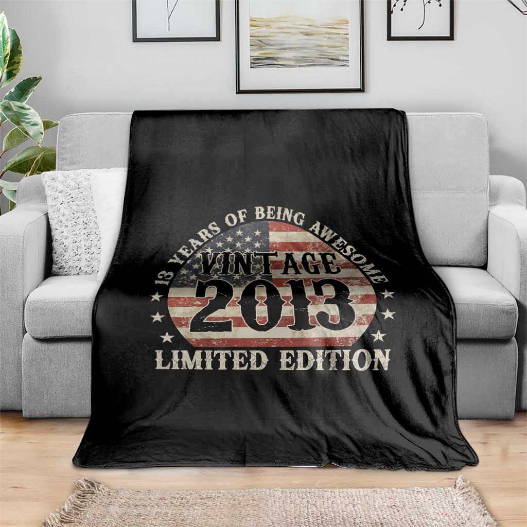13th Birthday 2026 Throw Blanket Vintage 2013 Limited Edition 13 Years Of Being Awesome - Wonder Print Shop