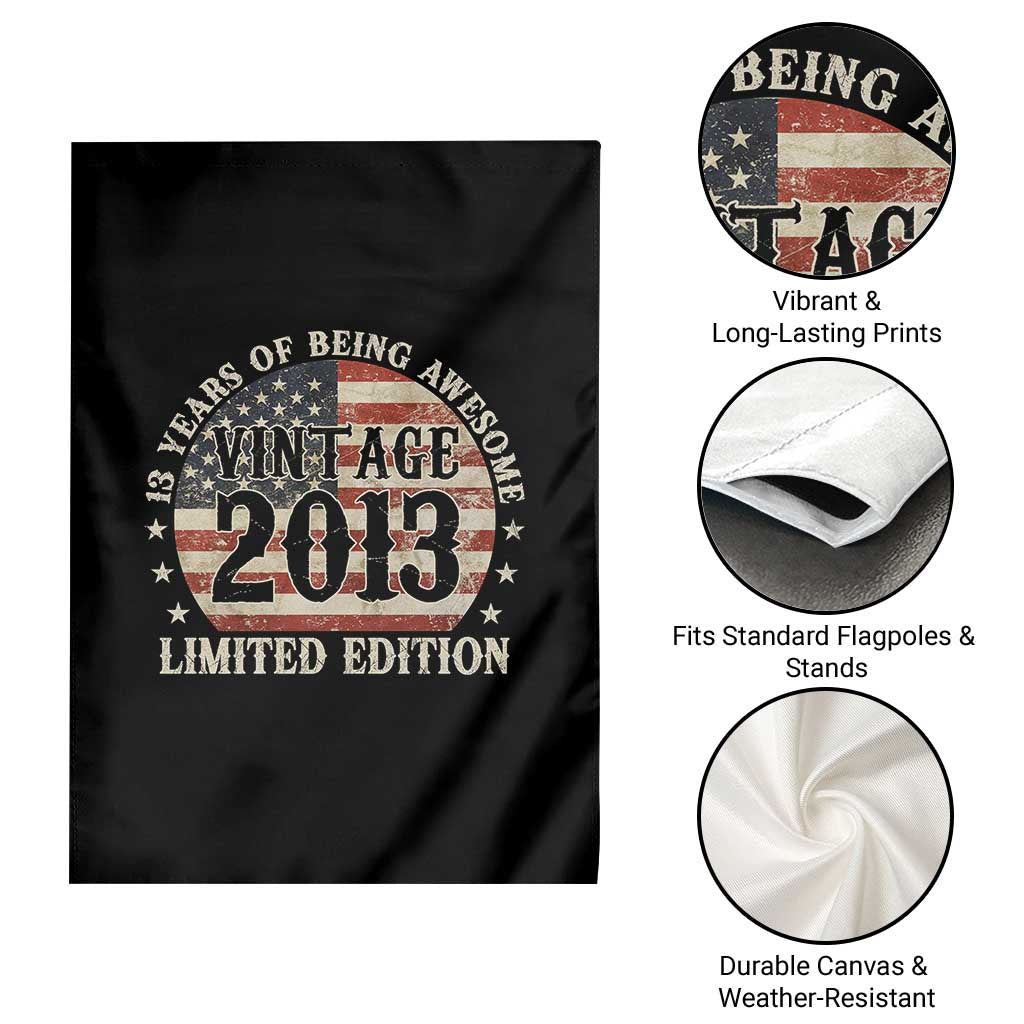 13th Birthday 2026 Garden Flag Vintage 2013 Limited Edition 13 Years Of Being Awesome - Wonder Print Shop