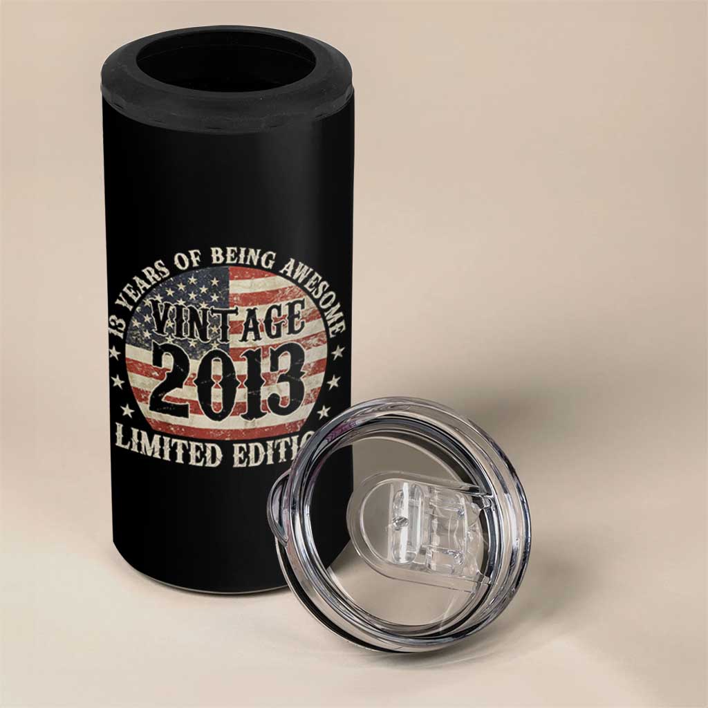13th Birthday 2026 4 in 1 Can Cooler Tumbler Vintage 2013 Limited Edition 13 Years Of Being Awesome - Wonder Print Shop