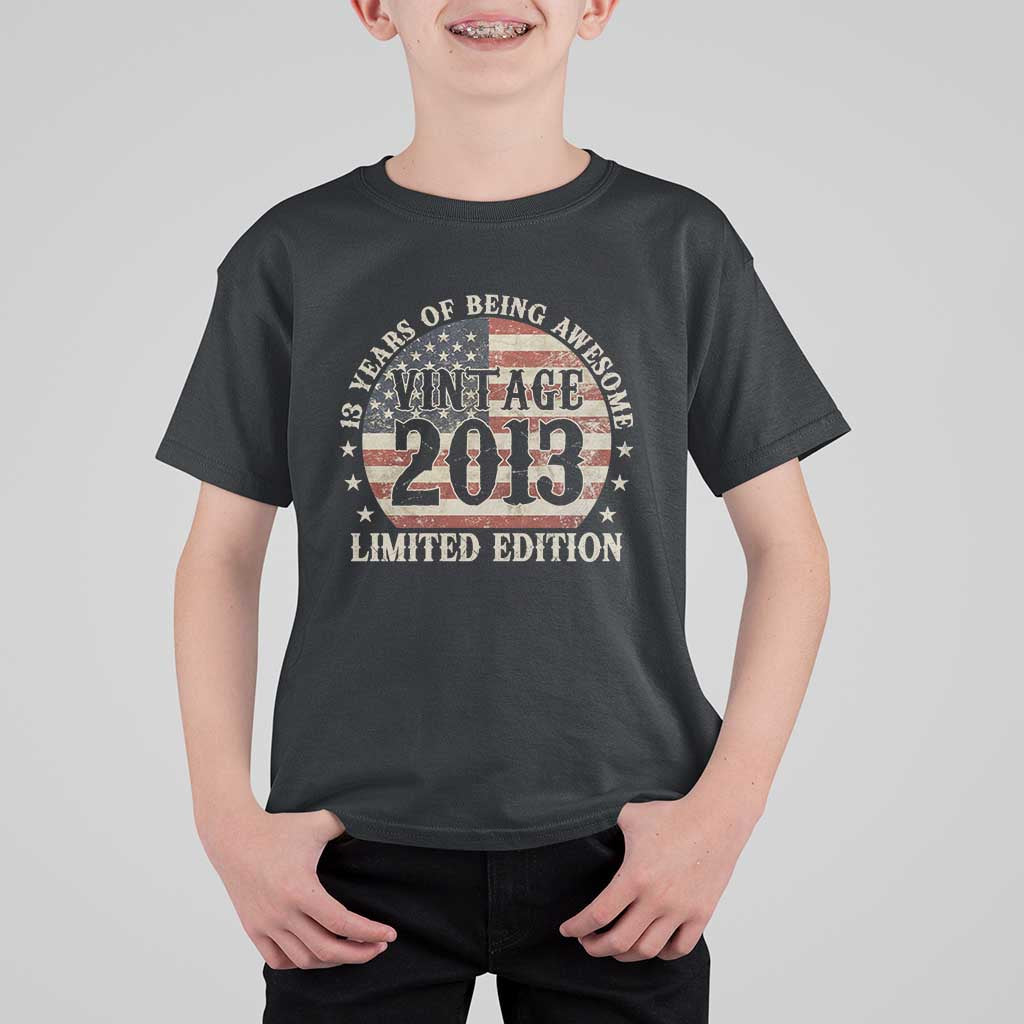 13th Birthday 2026 T Shirt For Kid Vintage 2013 Limited Edition 13 Years Of Being Awesome - Wonder Print Shop