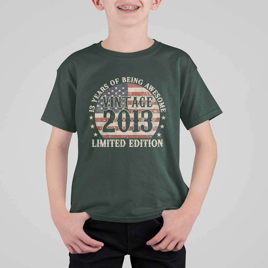 13th Birthday 2026 T Shirt For Kid Vintage 2013 Limited Edition 13 Years Of Being Awesome - Wonder Print Shop