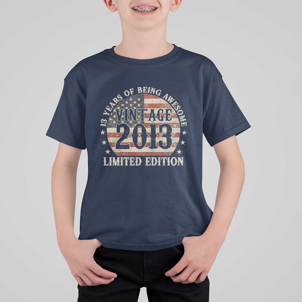 13th Birthday 2026 T Shirt For Kid Vintage 2013 Limited Edition 13 Years Of Being Awesome - Wonder Print Shop