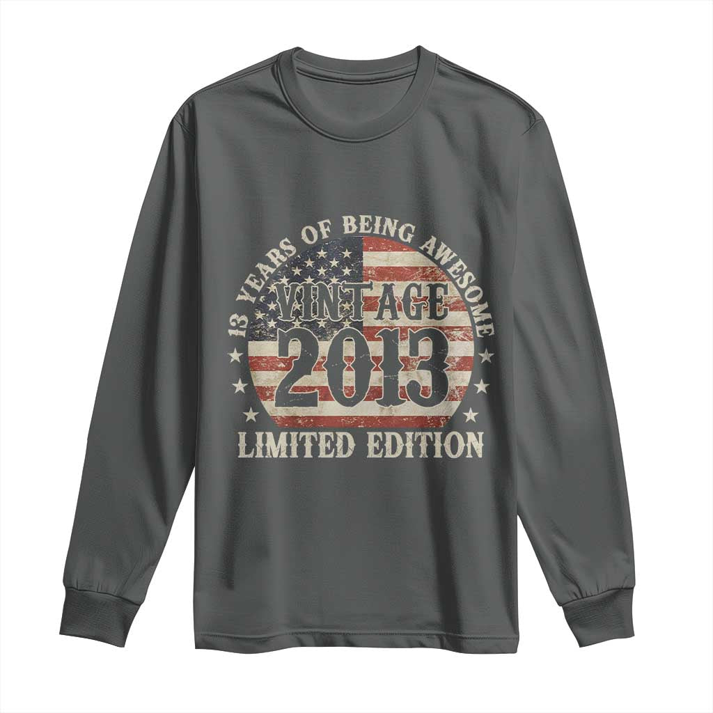 13th Birthday 2026 Long Sleeve Shirt Vintage 2013 Limited Edition 13 Years Of Being Awesome - Wonder Print Shop