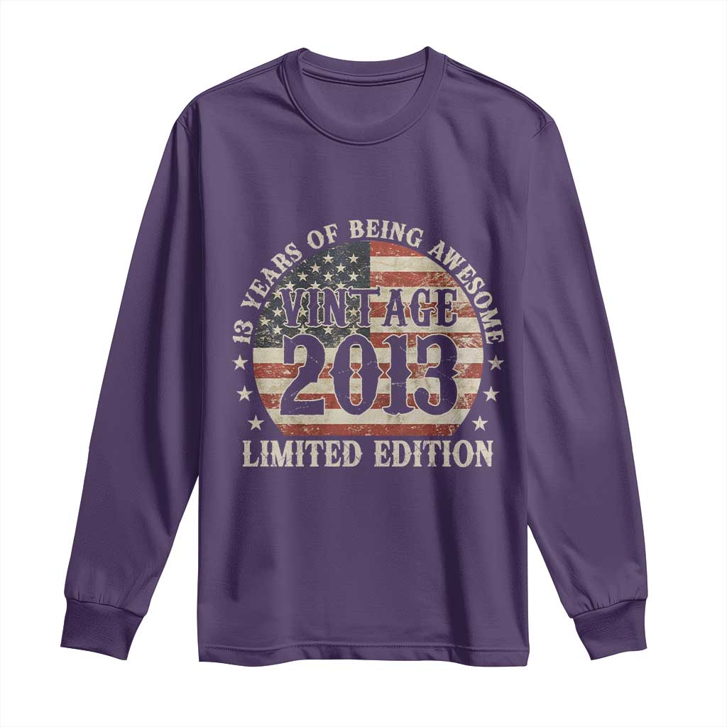 13th Birthday 2026 Long Sleeve Shirt Vintage 2013 Limited Edition 13 Years Of Being Awesome - Wonder Print Shop