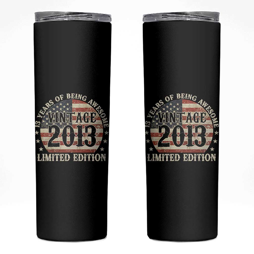 13th Birthday 2026 Skinny Tumbler Vintage 2013 Limited Edition 13 Years Of Being Awesome - Wonder Print Shop