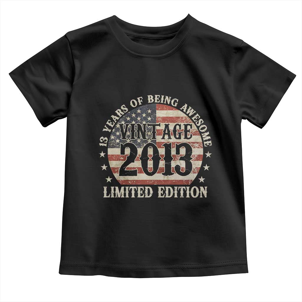 13th Birthday 2026 Toddler T Shirt Vintage 2013 Limited Edition 13 Years Of Being Awesome - Wonder Print Shop