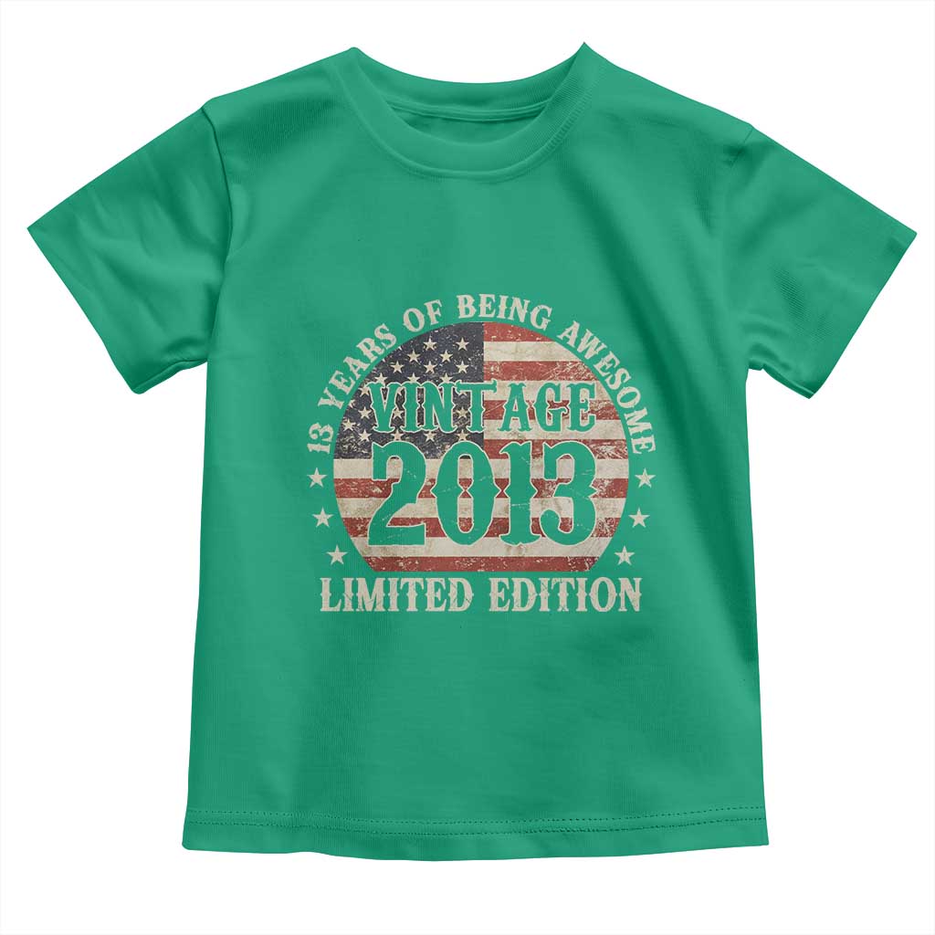 13th Birthday 2026 Toddler T Shirt Vintage 2013 Limited Edition 13 Years Of Being Awesome - Wonder Print Shop
