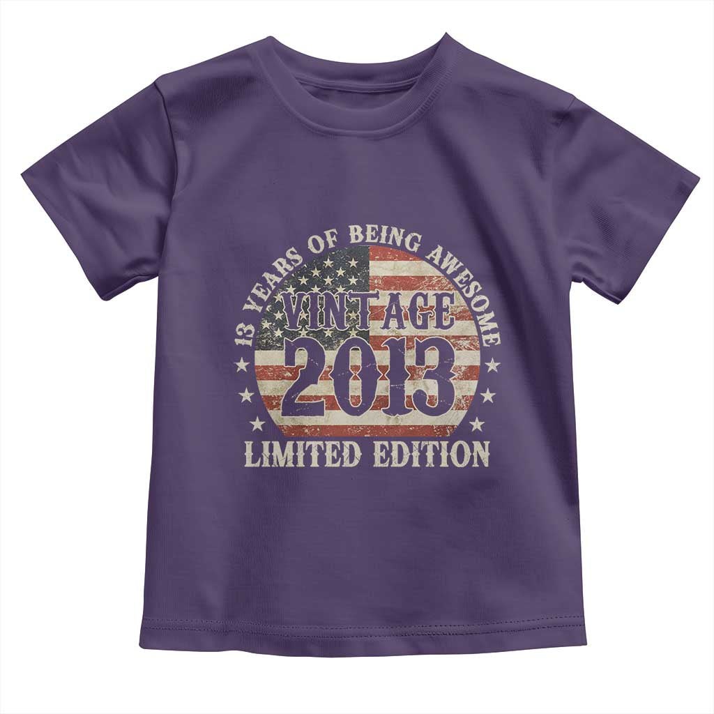 13th Birthday 2026 Toddler T Shirt Vintage 2013 Limited Edition 13 Years Of Being Awesome - Wonder Print Shop