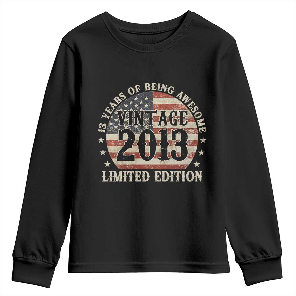 13th Birthday 2026 Youth Sweatshirt Vintage 2013 Limited Edition 13 Years Of Being Awesome - Wonder Print Shop