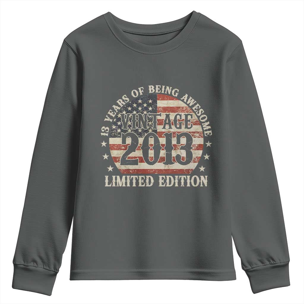13th Birthday 2026 Youth Sweatshirt Vintage 2013 Limited Edition 13 Years Of Being Awesome - Wonder Print Shop