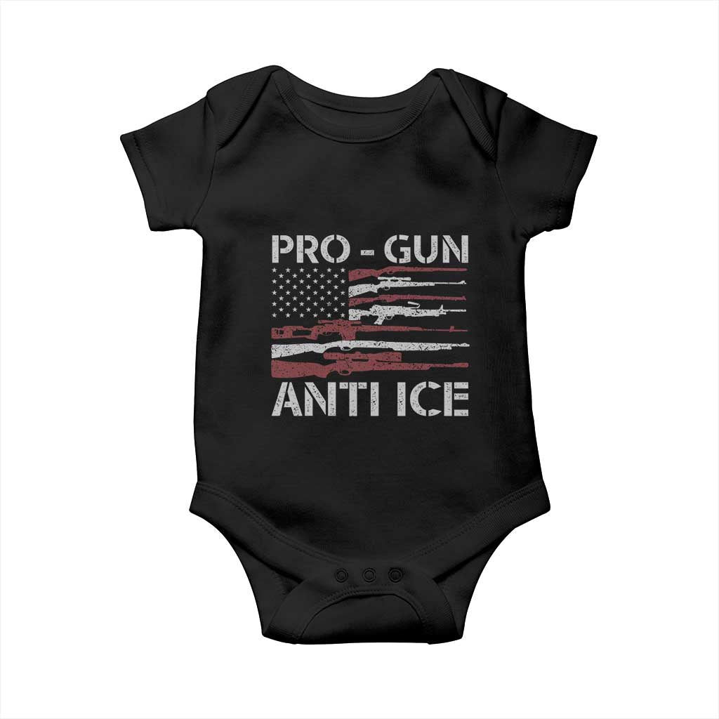Pro Gun Anti Ice Baby Onesie Vintage American Flag 2nd Amendment Support