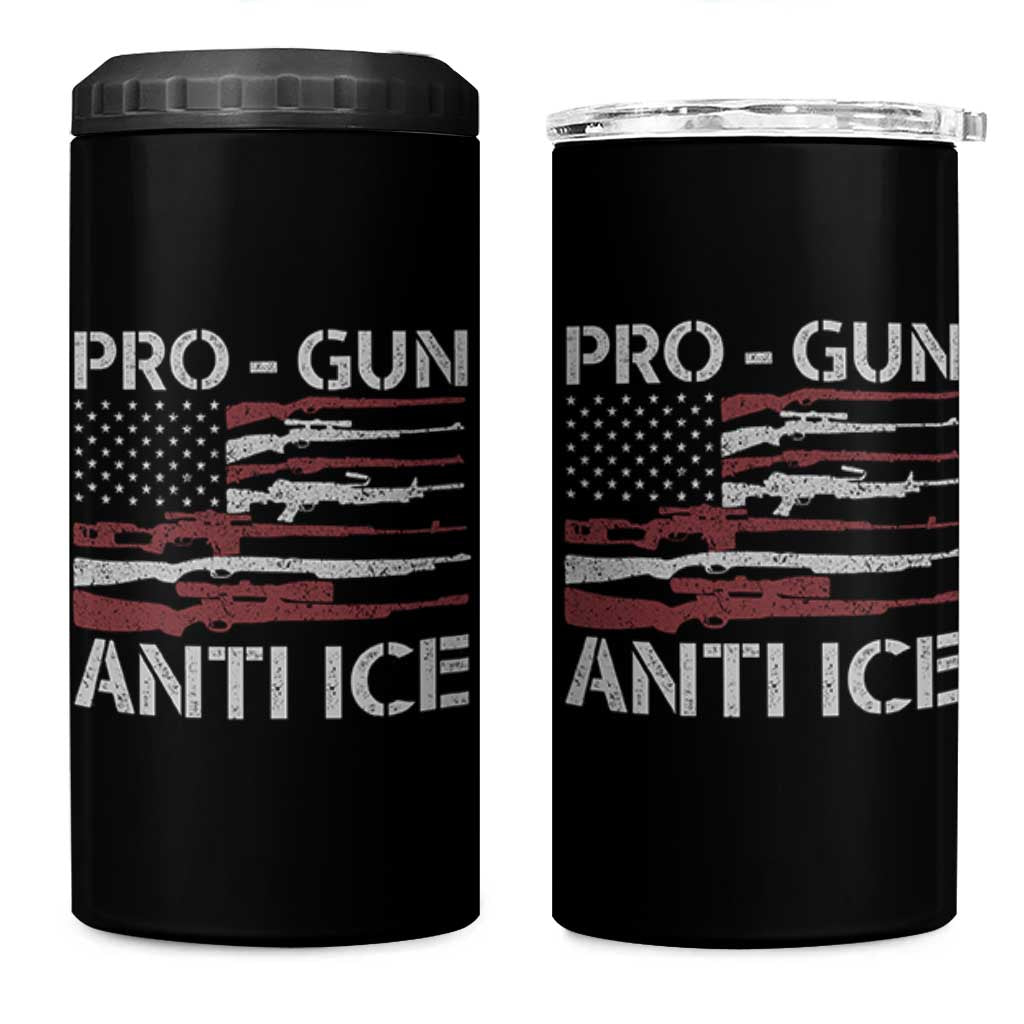 Pro Gun Anti Ice 4 in 1 Can Cooler Tumbler Vintage American Flag 2nd Amendment Support