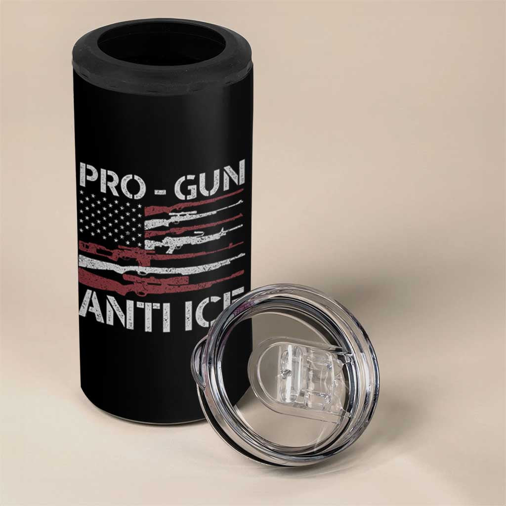 Pro Gun Anti Ice 4 in 1 Can Cooler Tumbler Vintage American Flag 2nd Amendment Support