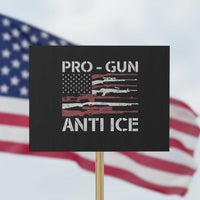 Pro Gun Anti Ice Protest Sign Vintage American Flag 2nd Amendment Support