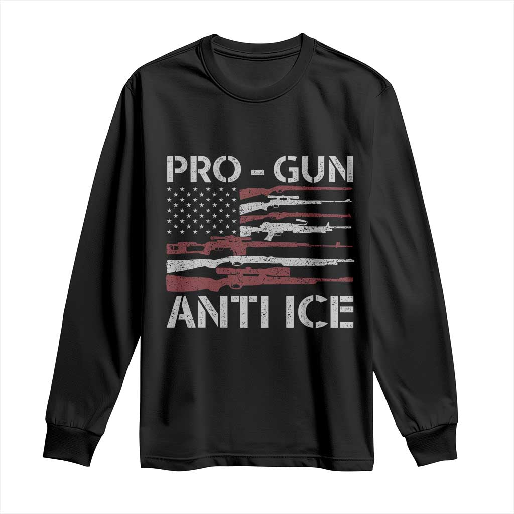 Pro Gun Anti Ice Long Sleeve Shirt Vintage American Flag 2nd Amendment Support