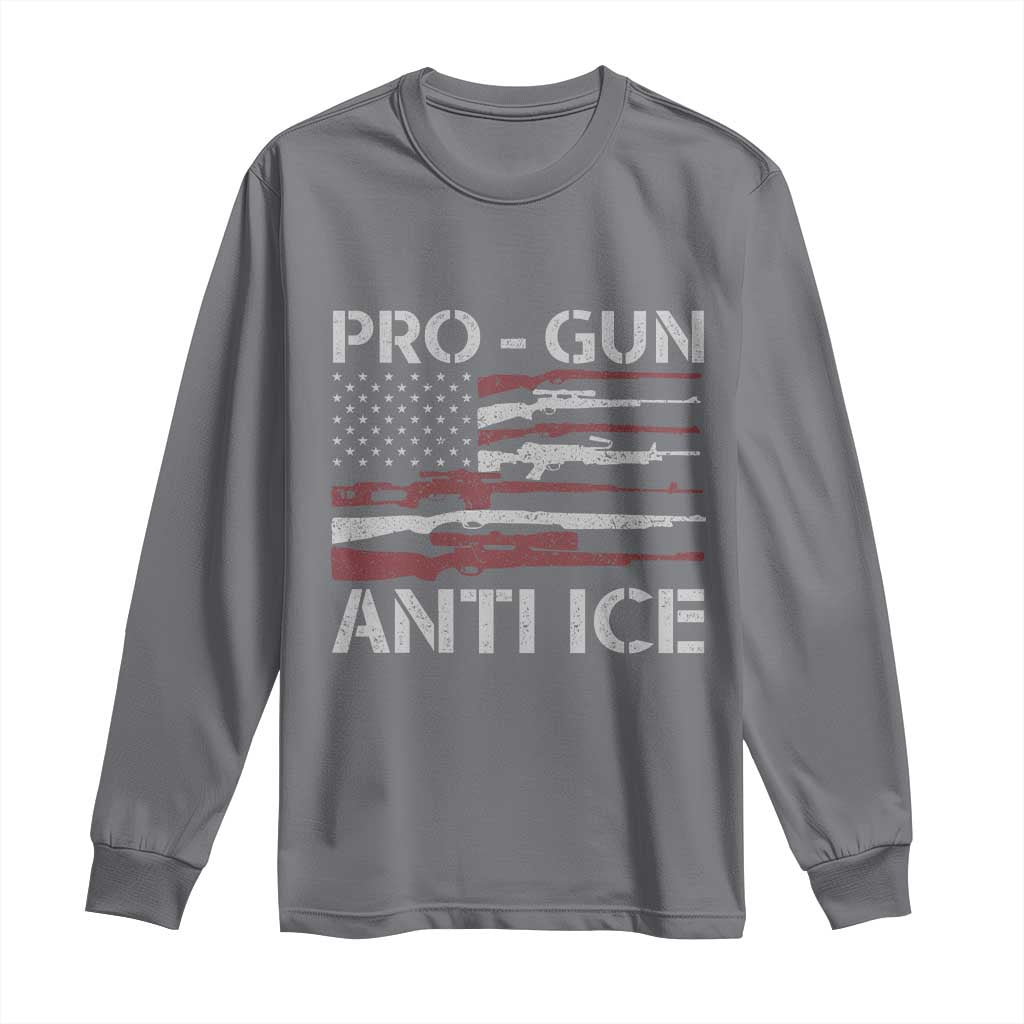 Pro Gun Anti Ice Long Sleeve Shirt Vintage American Flag 2nd Amendment Support