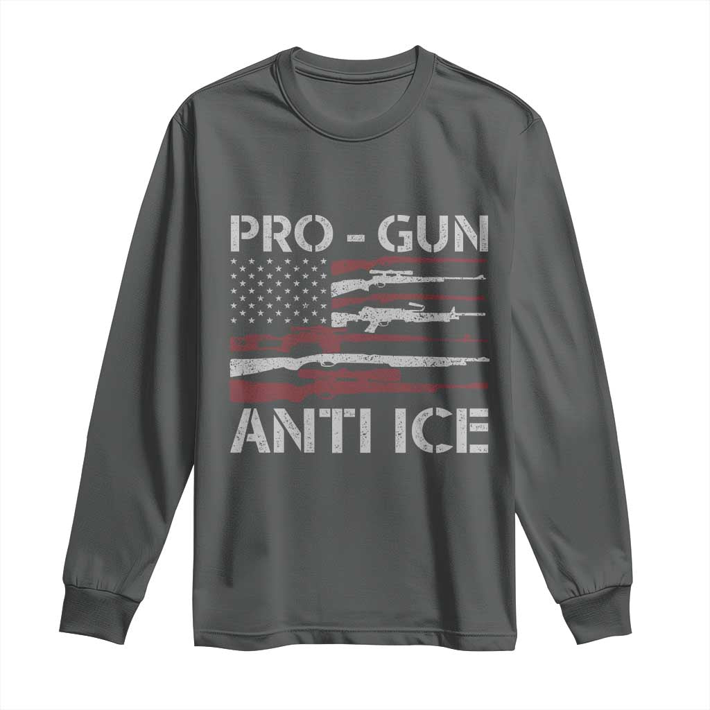 Pro Gun Anti Ice Long Sleeve Shirt Vintage American Flag 2nd Amendment Support