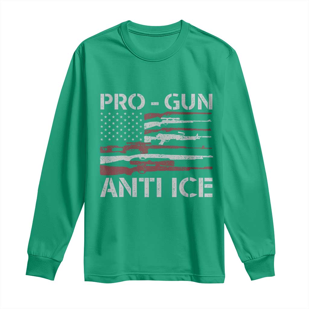 Pro Gun Anti Ice Long Sleeve Shirt Vintage American Flag 2nd Amendment Support