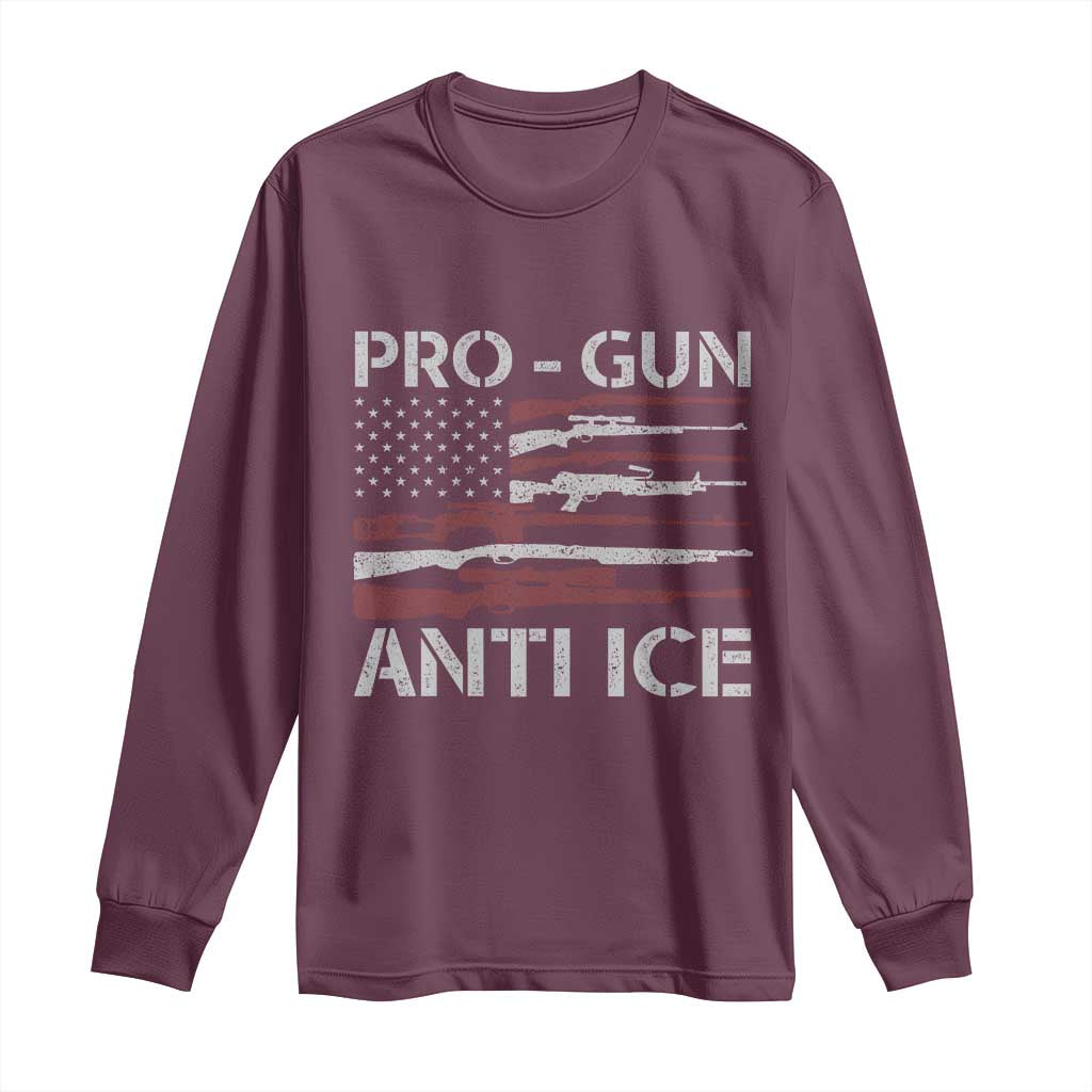 Pro Gun Anti Ice Long Sleeve Shirt Vintage American Flag 2nd Amendment Support