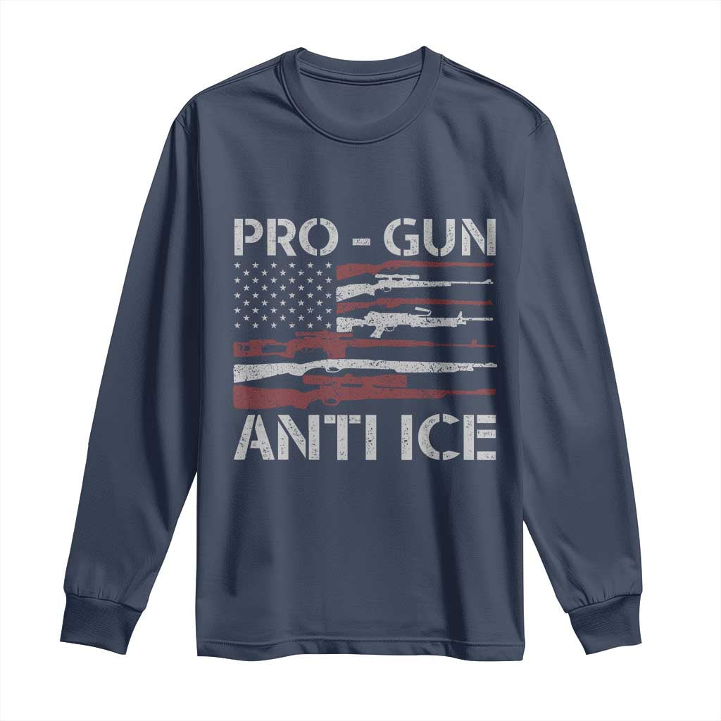 Pro Gun Anti Ice Long Sleeve Shirt Vintage American Flag 2nd Amendment Support