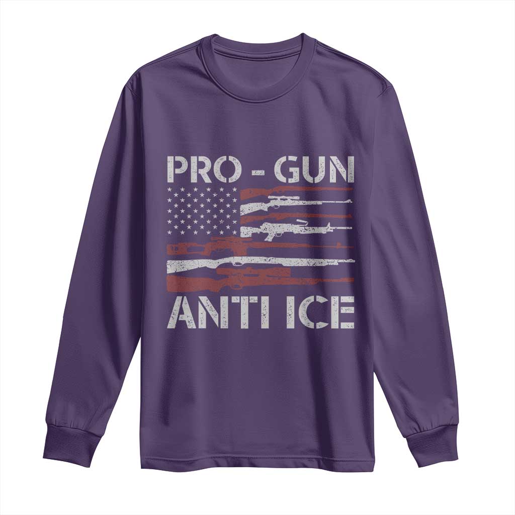 Pro Gun Anti Ice Long Sleeve Shirt Vintage American Flag 2nd Amendment Support