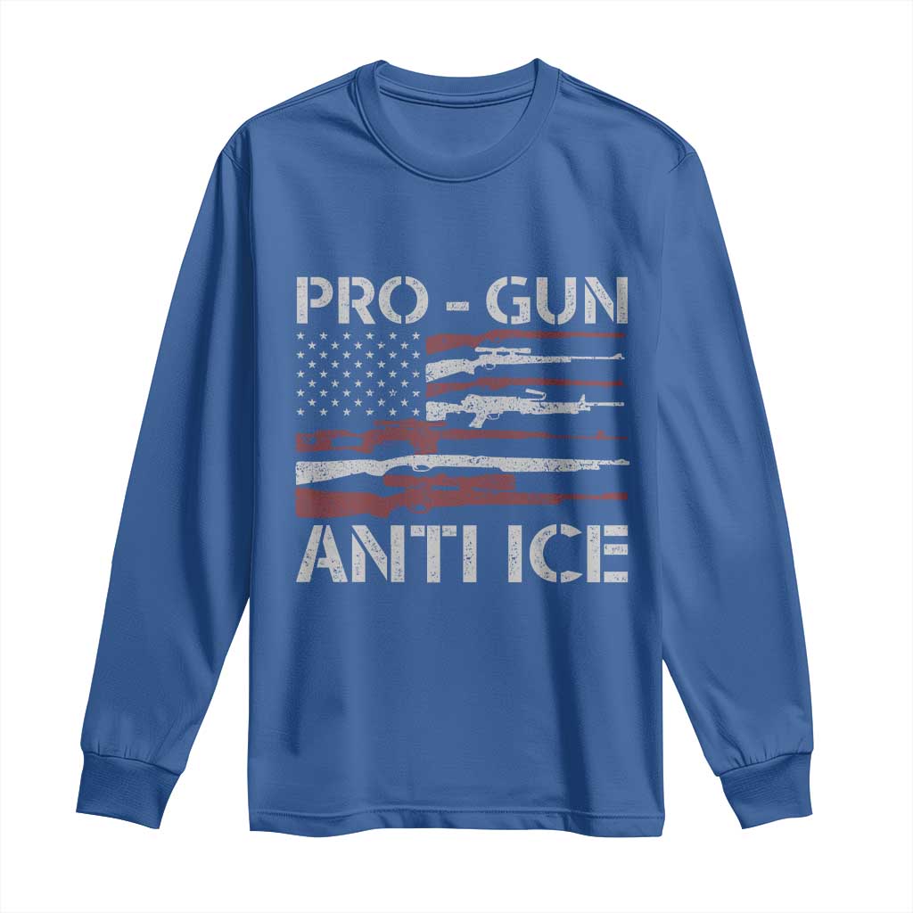 Pro Gun Anti Ice Long Sleeve Shirt Vintage American Flag 2nd Amendment Support
