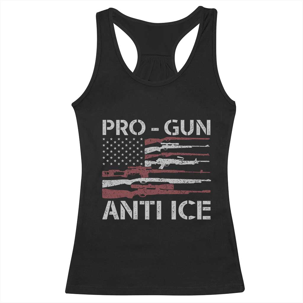 Pro Gun Anti Ice Racerback Tank Top Vintage American Flag 2nd Amendment Support
