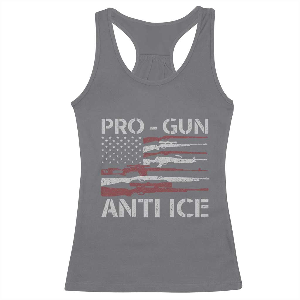 Pro Gun Anti Ice Racerback Tank Top Vintage American Flag 2nd Amendment Support